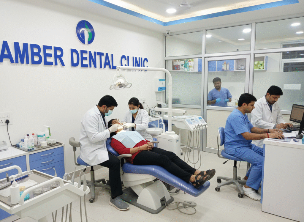 Amber Dental Care treatment room and clinical facility at Nagar Palika Chowk Bijnor